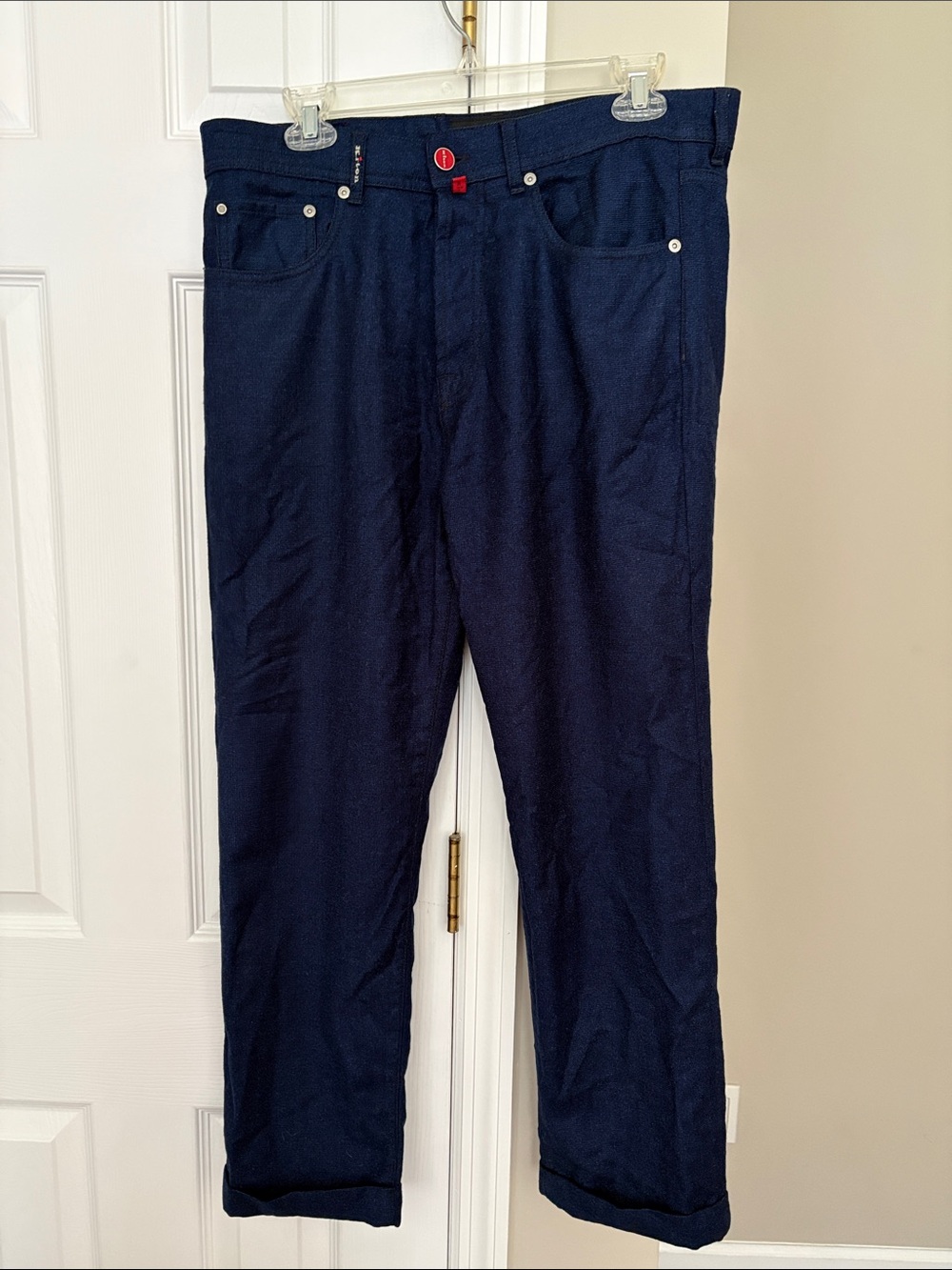 Kiton Dark Navy Straight-Leg 90% wool, 10% cashmere jeans. Great condition.